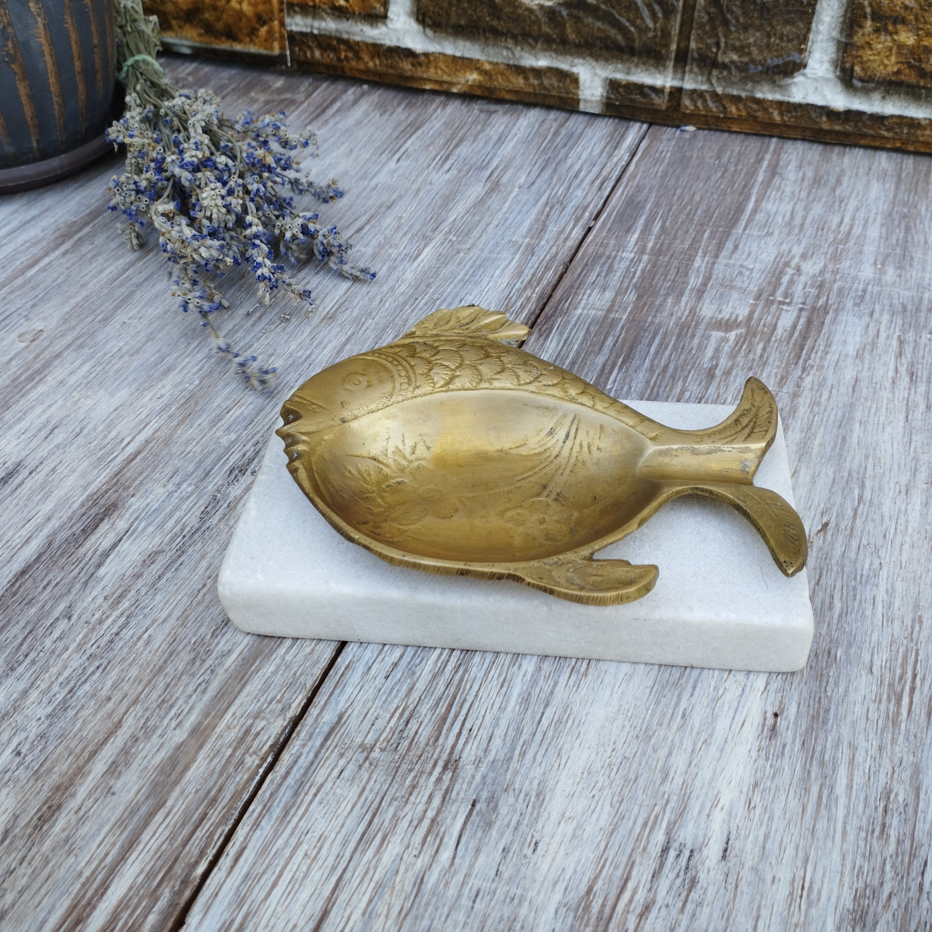 Vintage Bronze Fish Ashtray on White Marble Base - Etsy New Zealand