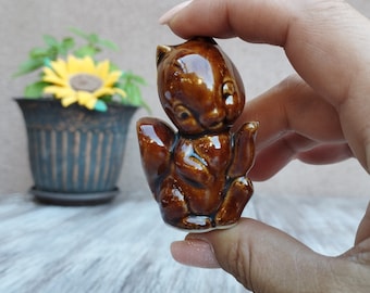 Vintage Ceramic Squirrel Figurine: Japan Miniature Decor (2.1'')