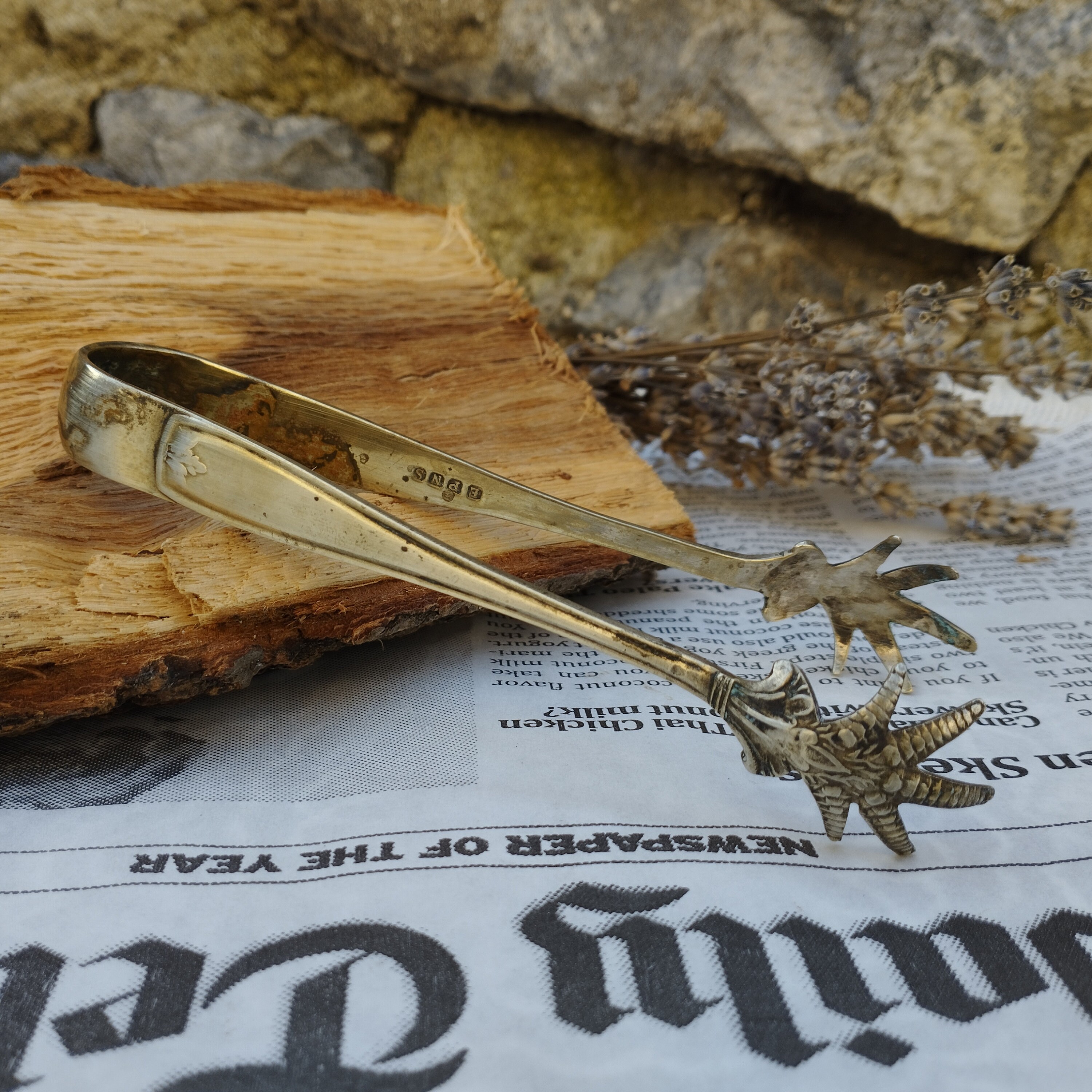 ヴィンテージ シルバーメッキ シュガートング：鳥の爪デザイン、EPNS