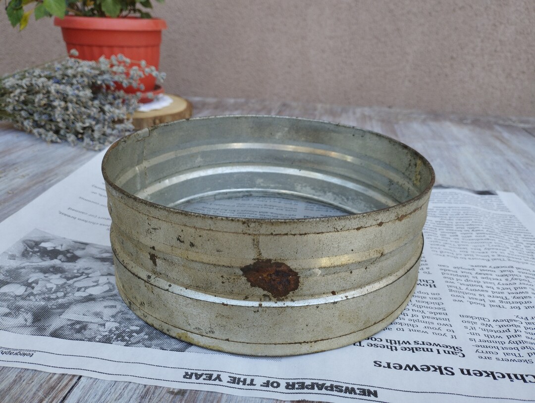 Vintage Flour Sifter, Rusty Metal Sieve, Old Sieve, Metal Sifter