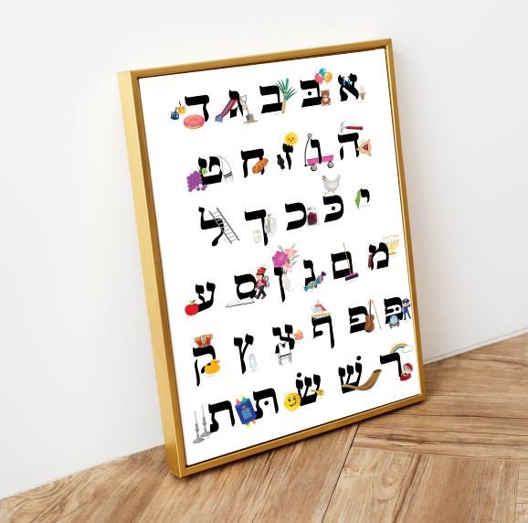Printable Aleph Bet Poster Yiddish Aleph Bet Poster Decorative Aleph ...