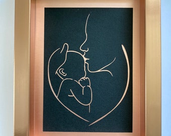 Mother and baby silhouette picture/ Black mother/ Rose gold colour/ Nursery picture/ Mother’s Day gift/ New parent / Baby shower/ Baby gift