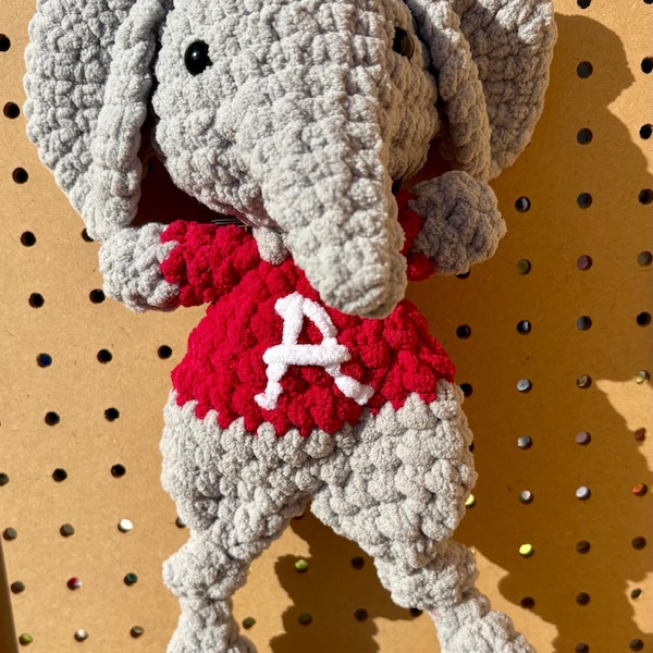 Mini peluche éléphant de l'Alabama au crochet Al Elephant lovey cadeau pour bébé