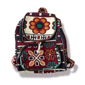 Sac à dos mode pour filles, cartable en velours, sac fourre-tout de voyage, sac de travail authentique, ethnique, antique, week-end, festival, coloré, à motifs