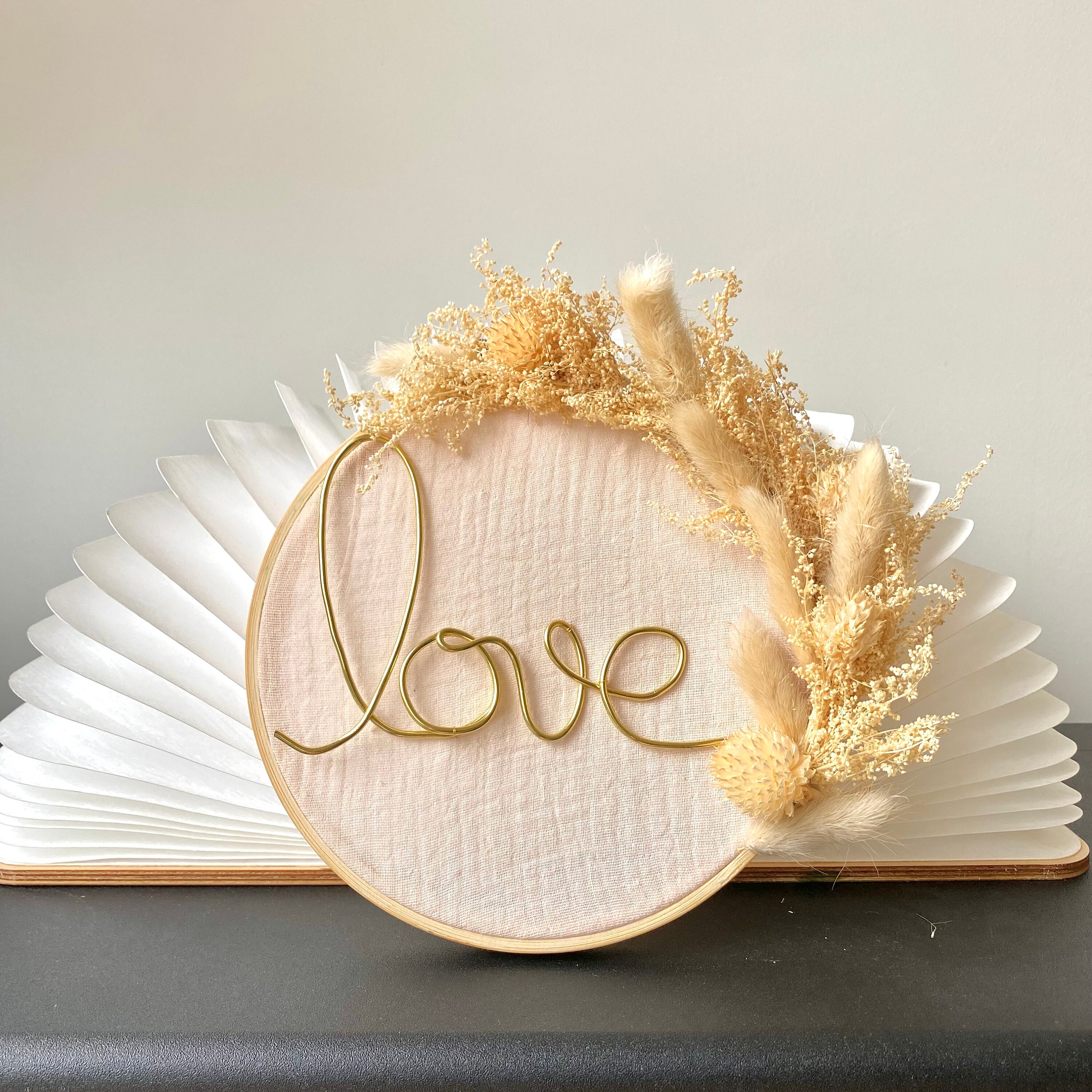 Tambour Fleuri - Couronne de Fleurs Séchées Personnalisable Décoration Murale