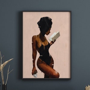 Black woman boho art | Physical print poster | Wall art | Black art | Home decor [Frame Not Included]