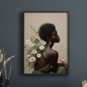 Black woman art | Boho wall art | Black girl art | African american art | Boho Home decor | West african art [Frame Not Included]