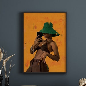 Black woman art | Boho wall art | Black girl art | African american art | Boho Home decor | Black paintings [Frame Not Included]