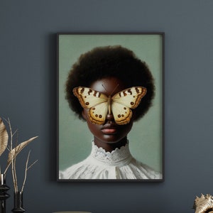 Schwarze Frau Kunst Poster, schwarze Frau, Afro Haar Wandkunst, afrikanische Afro-Ölgemälde, afroamerikanische Kunst, afrozentrische Wandkunst