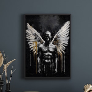 Black man art poster | Black art | Black angel man | Wall Art | BLM | Painting Black art | [Frame Not Included]