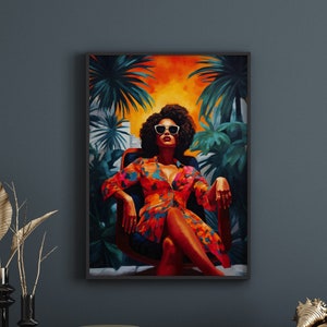 Wall art | Black woman art | Modern Decor wall art | Black girl | African american art |  Home decor | art paintings [Frame Not Included]