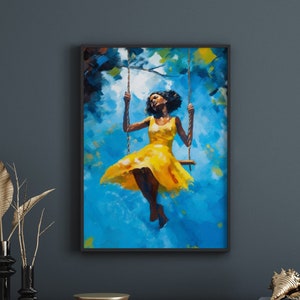 Black woman art | Decor wall art | Black girl art | African american art | Boho Home decor | Black art paintings [Frame Not Included]