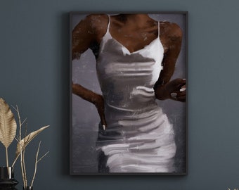 Black woman dress poster | Black art | Black woman | Wall Art | Wall hangings | Beauty woman art | [Frame Not Included]