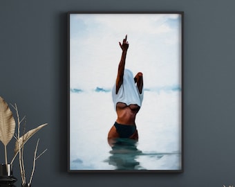 Black woman middle finger art | Physical print poster | Wall art | Black art | Home decor [Frame Not Included]