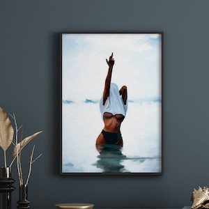 Black woman middle finger art | Physical print poster | Wall art | Black art | Home decor [Frame Not Included]