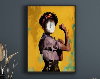 Black woman power art | Physical print poster | Wall art | Black girl power art | Home decor [Frame Not Included]