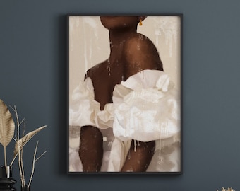 Black Woman Art Print: Elegant Portrait, Home Decor