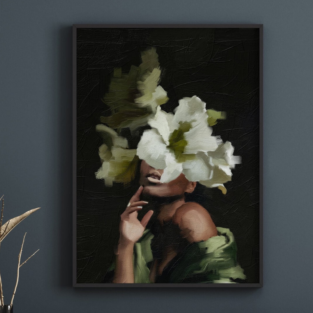 Black Woman Floral Head Poster: Art Deco Wall Art - Etsy