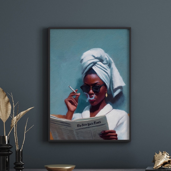 Art de la femme noire | Art mural de mode | Art de fille noire | Art afro-américain | Artiste noir | Peintures noires [Cadre non inclus]
