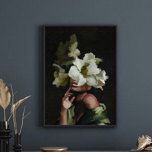 Black woman head flowers  poster | Black girl art | African American Art | wall art | Modern home decor | Art Deco | [Frame Not Included]