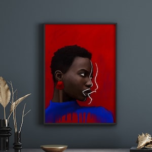 Plakat ze sztuką czarnej kobiety | Czarna sztuka | Sztuka afroamerykańska | Wydruk na ścianę | sztuka ścienna | Czarna sztuka ścienna | [Ramka nie jest dołączona]