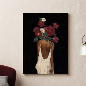 Black Woman With Flower Poster, black woman art, black art, black art print, black woman poster, black girl poster, black woman print