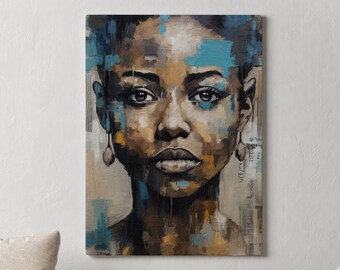 Abstract Black Woman Art: Modern Canvas Wall Art
