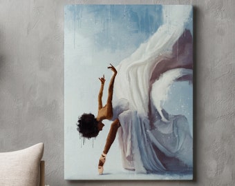 Black Ballerina Art Print, Black art, African American Woman Dancer, Wall Art on Canvas, Black girl art canvas