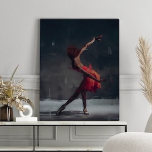 Black Ballerina Art Print, Black art, African American Woman Dancer, Black girl print, Woman art, Ballet art, Woman oil art