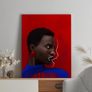 Black art, Black woman art, African American art, Wall art, Woman canvas, Black female art, Black woman home decor