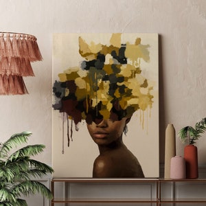 Black Woman Art,Black art, Boho Woman print, Afro American art , Abstract Female Print, Black girl print, Home decor