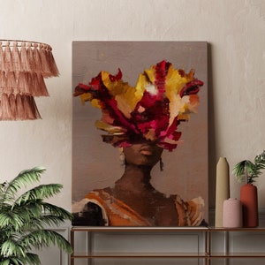 Black art, Flower Head Wall Art, Head Of Flowers, Black Woman Flowers, Flowers Head Print, Woman With Flowers, Afro Woman Art Floral Woman