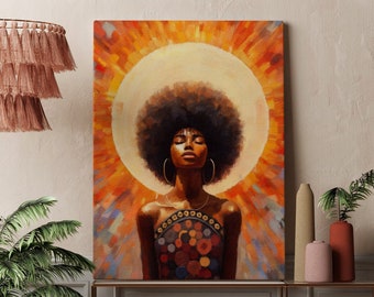 Black Woman Art, Black Woman Wall Art, Black Girl Wall Art, Wall art, boho art, Black girl art, abstract art, Black artist