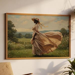 Black Woman Wall Art | African American Print | Black Art Canvas Wall Art | Elegant Black Woman Painting | Victorian Afro Art | Black Girl