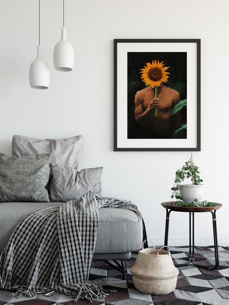 Black man with sunflowers poster Black art Black man Wall Art Wall hangings Male art Frame Not Included image 9