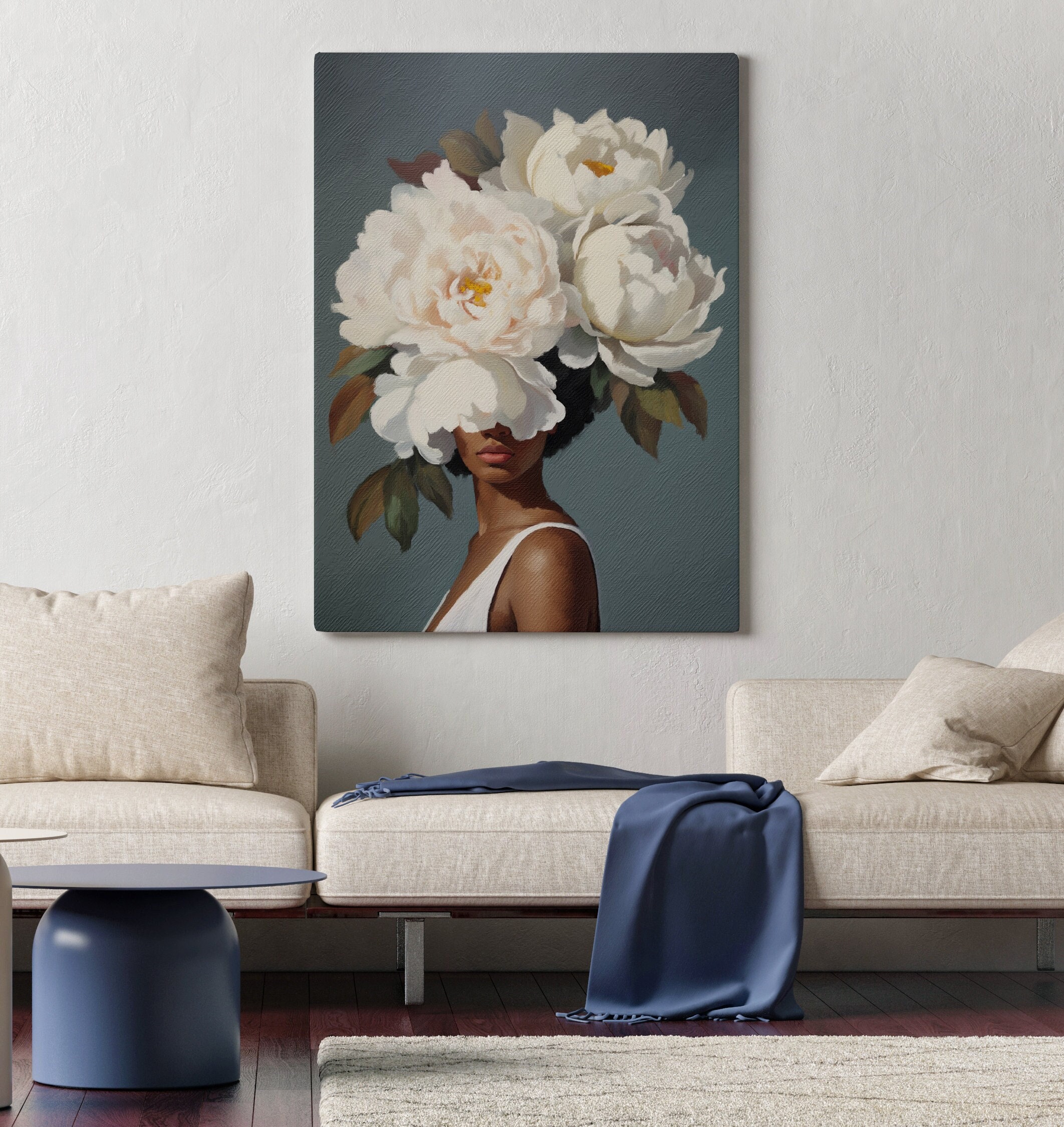 Arican american art, Black woman head flowers wall art, Black woman art, Black art, African wall art, Art deco, Black art prints