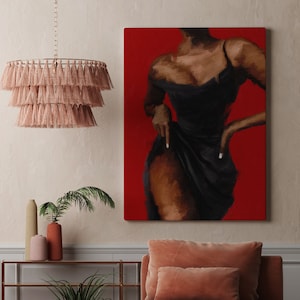 Black girl in black dress wall art, black woman boho wall art, African american art, printable wall, art digital download image 8