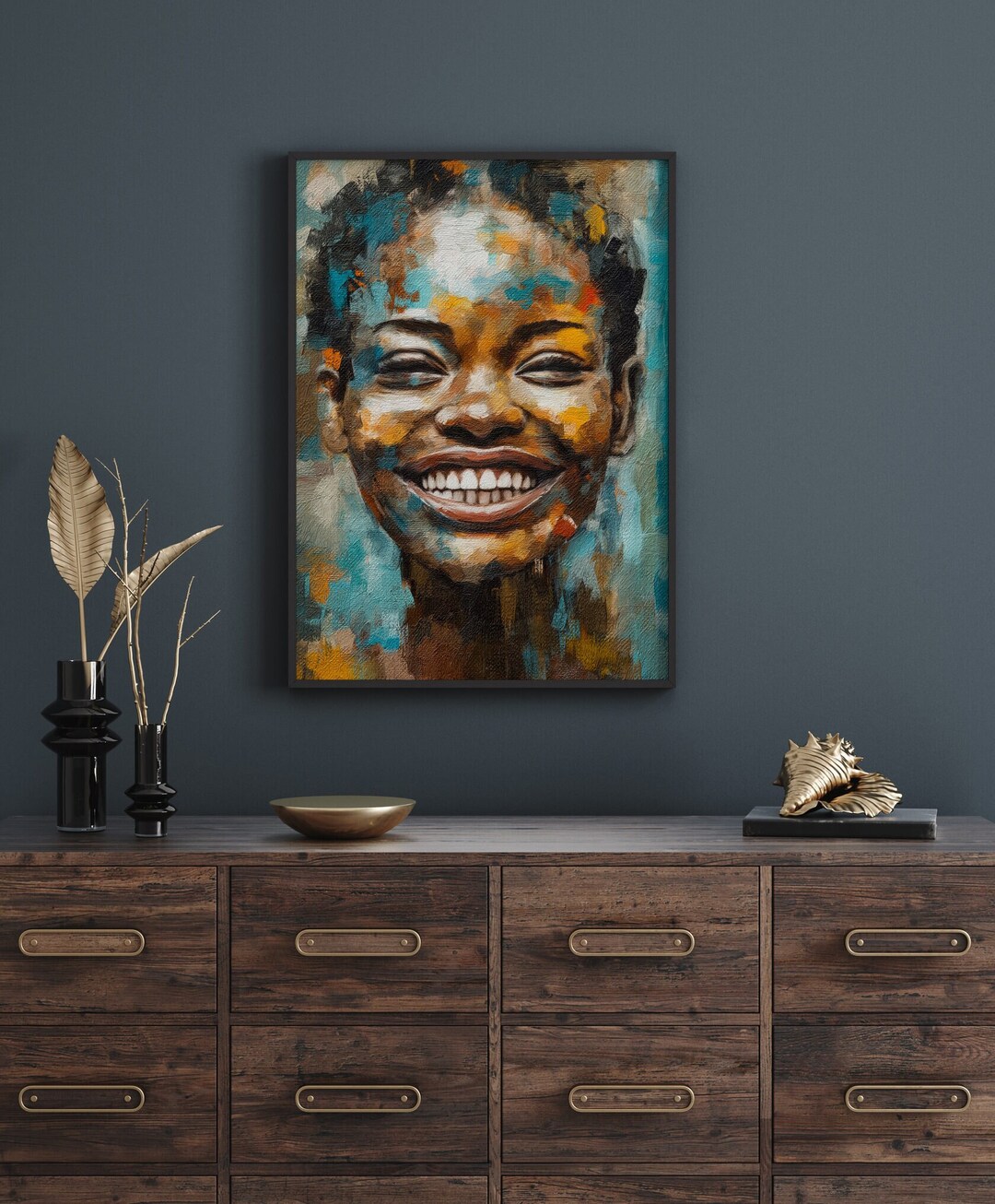 Black Woman Portrait Poster Black Art Black Girl Art Wall Print Modern
