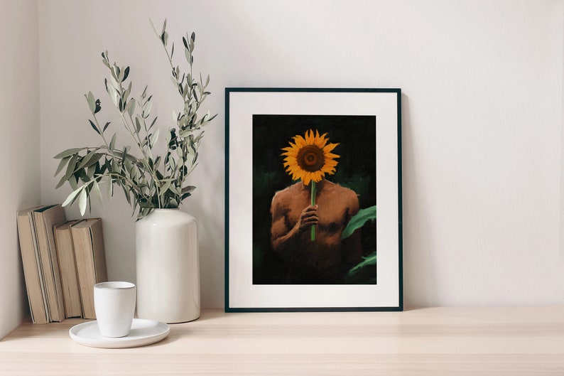 Black man with sunflowers poster Black art Black man Wall Art Wall hangings Male art Frame Not Included image 8