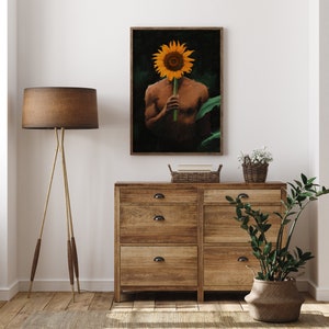 Black man with sunflowers poster Black art Black man Wall Art Wall hangings Male art Frame Not Included image 5