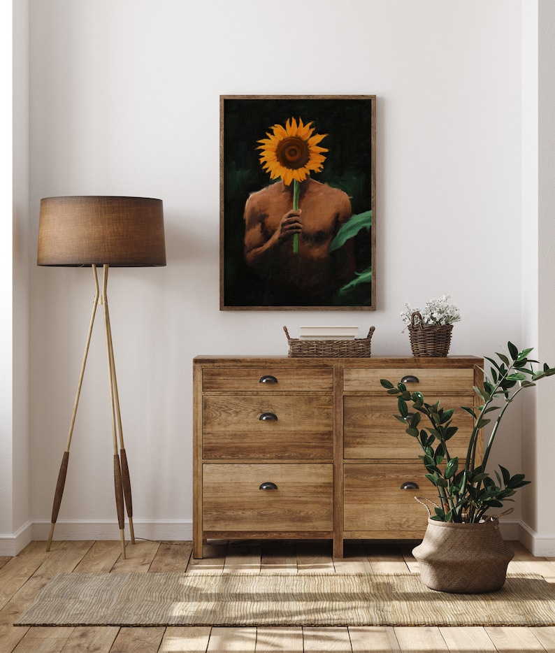 Black man with sunflowers poster Black art Black man Wall Art Wall hangings Male art Frame Not Included image 5