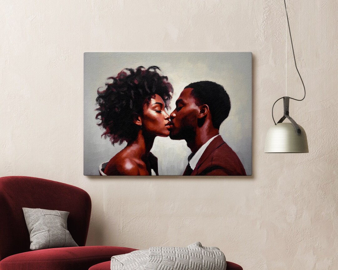 Black Couple Wall Art, Black Art, Large Wall Art, African American Art