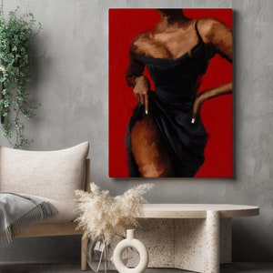 Black girl in black dress wall art, black woman boho wall art, African american art, printable wall, art digital download image 10