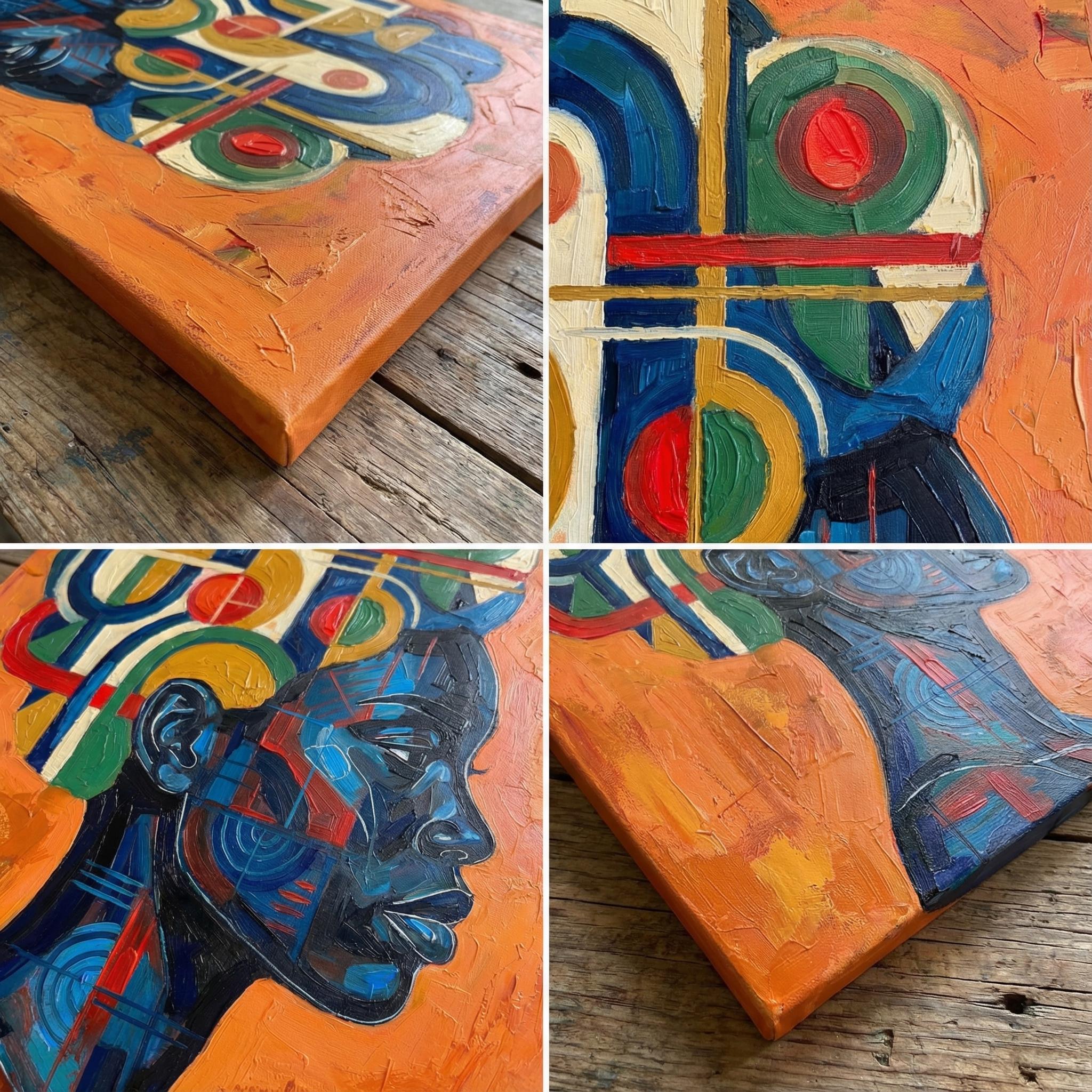 Black Woman Abstract Art African Portrait Geometric Canvas Modern Wall ...