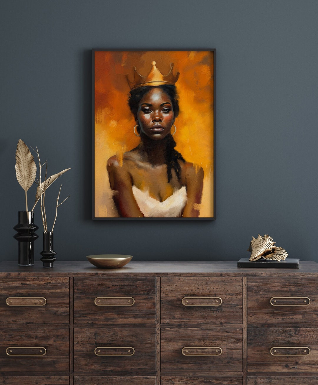 Black Woman Queen Art Black Art Print Poster Wall Art - Etsy