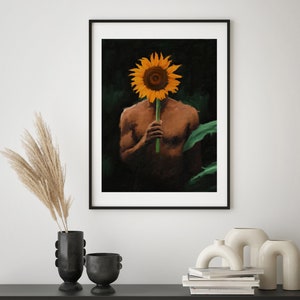 Black man with sunflowers poster Black art Black man Wall Art Wall hangings Male art Frame Not Included image 4