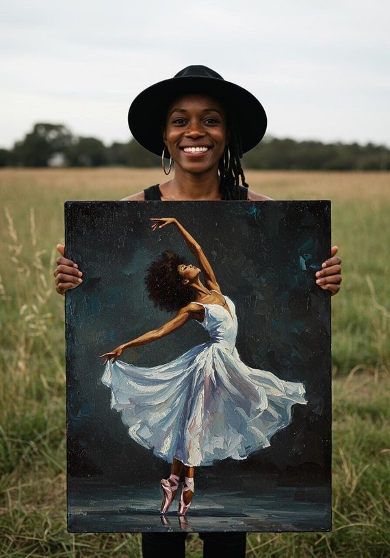 Black Ballerina Art Print: African American Woman Dancer Canvas