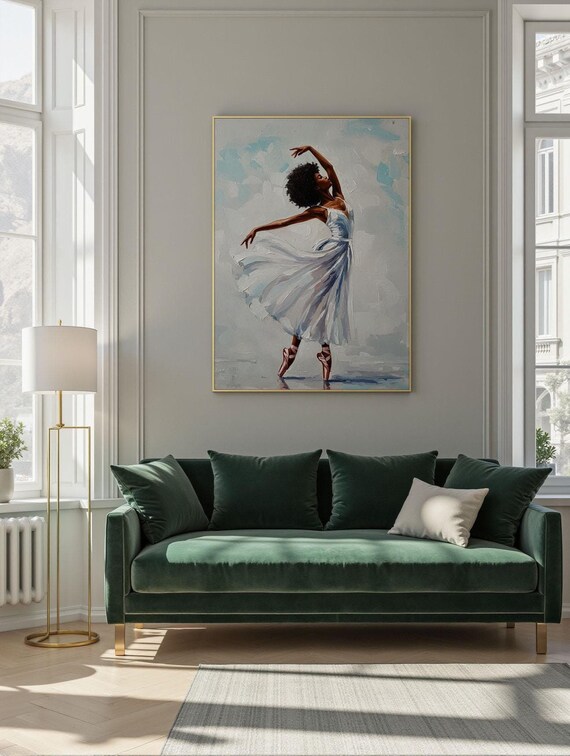 Black Ballerina Art Print: African American Woman Dancer Canvas
