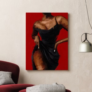 Black girl in black dress wall art, black woman boho wall art, African american art, printable wall, art digital download image 9