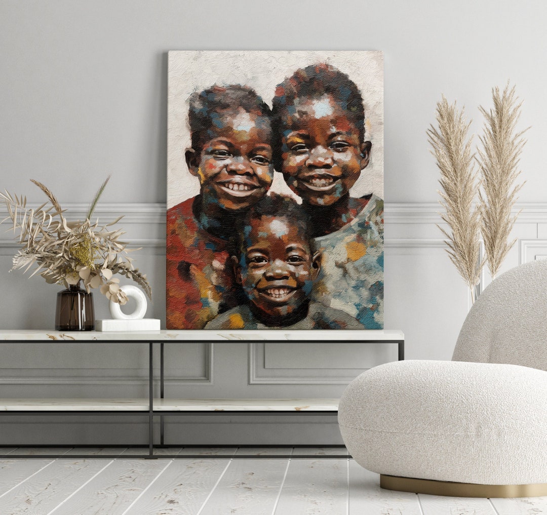 Black Child Portrait, Black Child Art, Black Wall Art, Boho Art, Afro